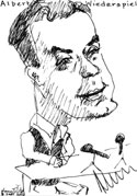 Filmfest Hamburg Director Albert Wiederspiel. (Drawing by Nancy Tilitz, copyright © 2004)